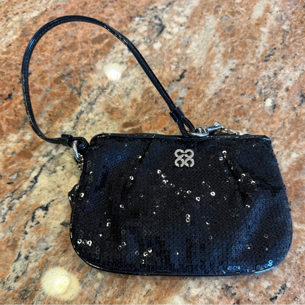 Coach Black Leather Wristlet Clutch